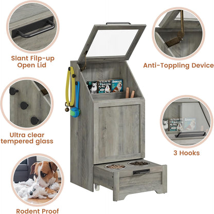 Dog Feeding Station with 2 Elevated Bowls, Brown