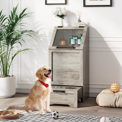 Dog Feeding Station with 2 Elevated Bowls, Brown