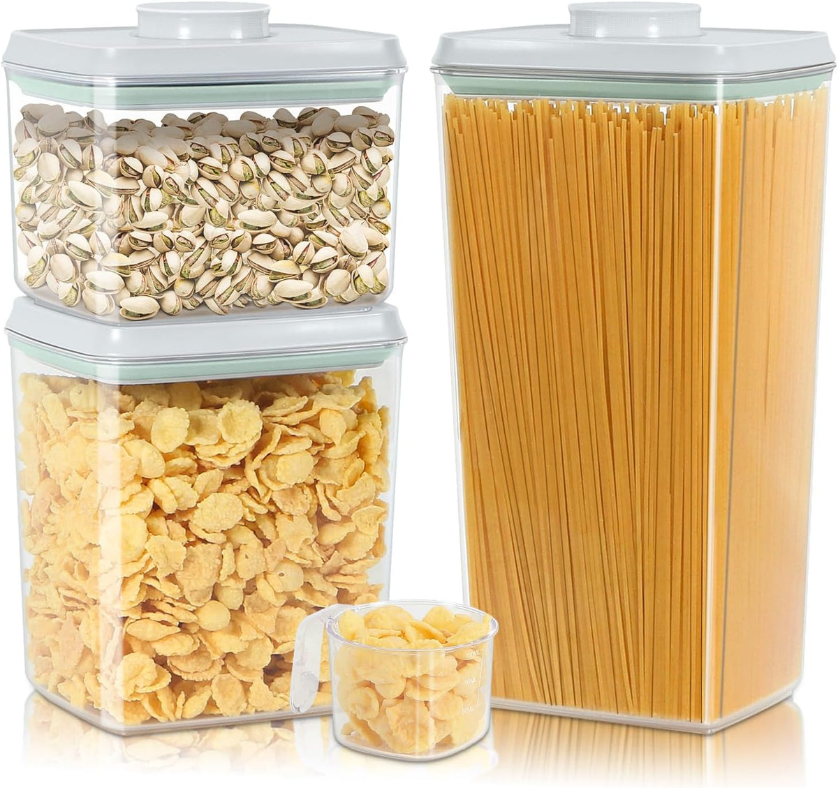 Rice Flour Storage Container - 12.7 Qt | 25 Lbs Crystal-Clear Plastic Food Storage Containers Bin with Pop-up Lid for Grains Beans, Dry Food Holder for Kitchen Pantry Organization and Storage