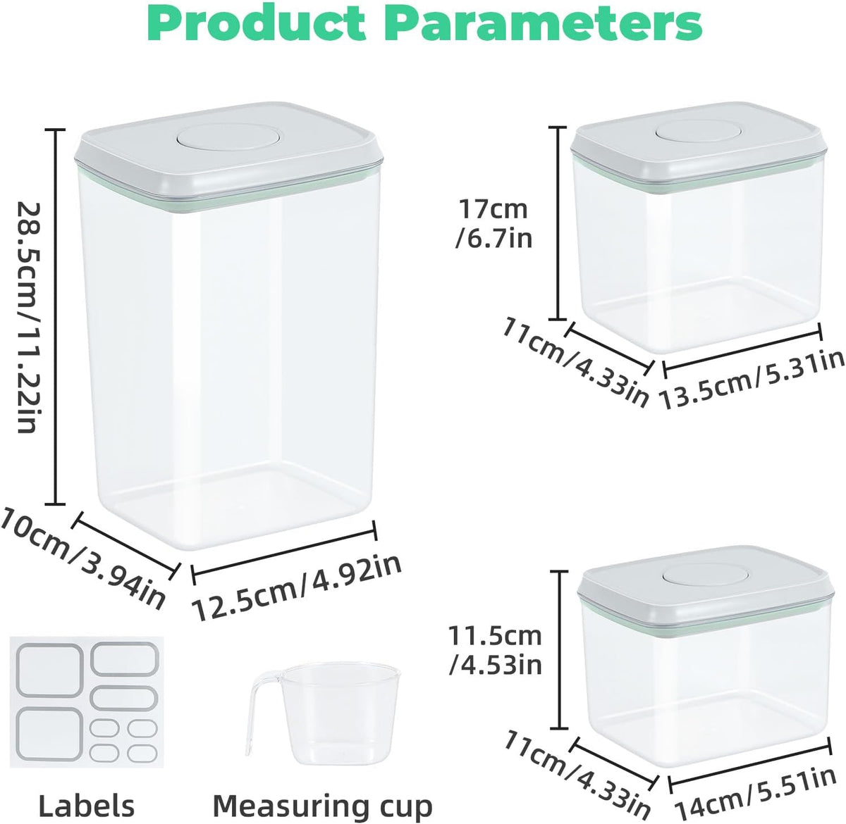 Rice Flour Storage Container - 12.7 Qt | 25 Lbs Crystal-Clear Plastic Food Storage Containers Bin with Pop-up Lid for Grains Beans, Dry Food Holder for Kitchen Pantry Organization and Storage