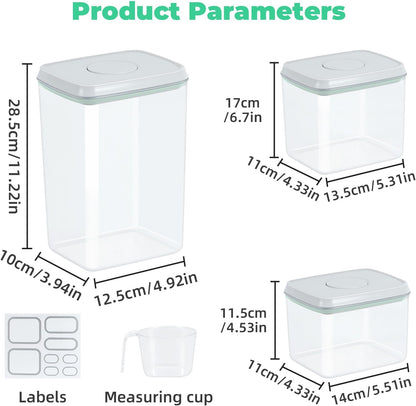 Rice Flour Storage Container - 12.7 Qt | 25 Lbs Crystal-Clear Plastic Food Storage Containers Bin with Pop-up Lid for Grains Beans, Dry Food Holder for Kitchen Pantry Organization and Storage