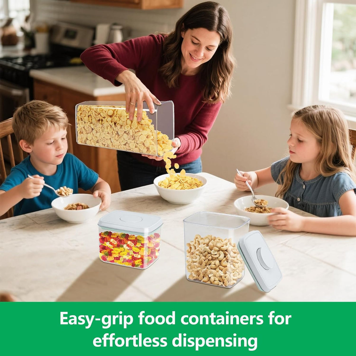 Rice Flour Storage Container - 12.7 Qt | 25 Lbs Crystal-Clear Plastic Food Storage Containers Bin with Pop-up Lid for Grains Beans, Dry Food Holder for Kitchen Pantry Organization and Storage
