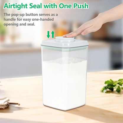 Rice Flour Storage Container - 12.7 Qt | 25 Lbs Crystal-Clear Plastic Food Storage Containers Bin with Pop-up Lid for Grains Beans, Dry Food Holder for Kitchen Pantry Organization and Storage