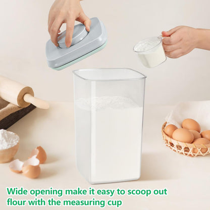 Rice Flour Storage Container - 12.7 Qt | 25 Lbs Crystal-Clear Plastic Food Storage Containers Bin with Pop-up Lid for Grains Beans, Dry Food Holder for Kitchen Pantry Organization and Storage