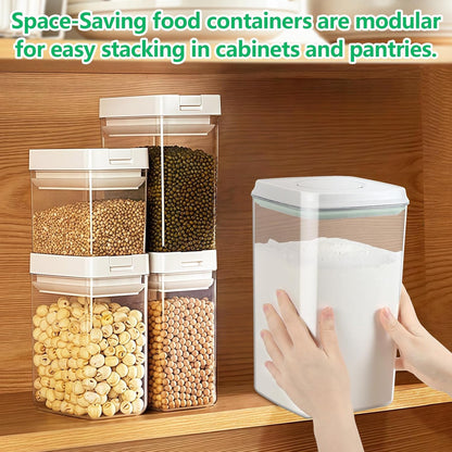 Rice Flour Storage Container - 12.7 Qt | 25 Lbs Crystal-Clear Plastic Food Storage Containers Bin with Pop-up Lid for Grains Beans, Dry Food Holder for Kitchen Pantry Organization and Storage