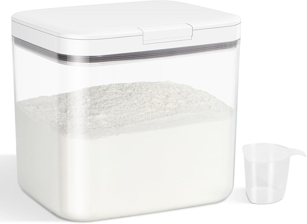 Rice Flour Storage Container - 12.7 Qt | 25 Lbs Crystal-Clear Plastic Food Storage Containers Bin with Pop-up Lid for Grains Beans, Dry Food Holder for Kitchen Pantry Organization and Storage