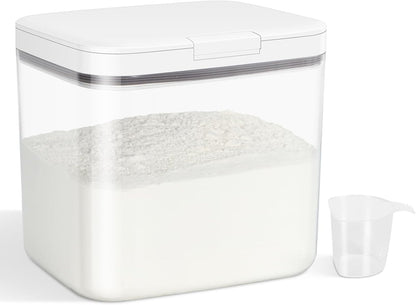 Rice Flour Storage Container - 12.7 Qt | 25 Lbs Crystal-Clear Plastic Food Storage Containers Bin with Pop-up Lid for Grains Beans, Dry Food Holder for Kitchen Pantry Organization and Storage