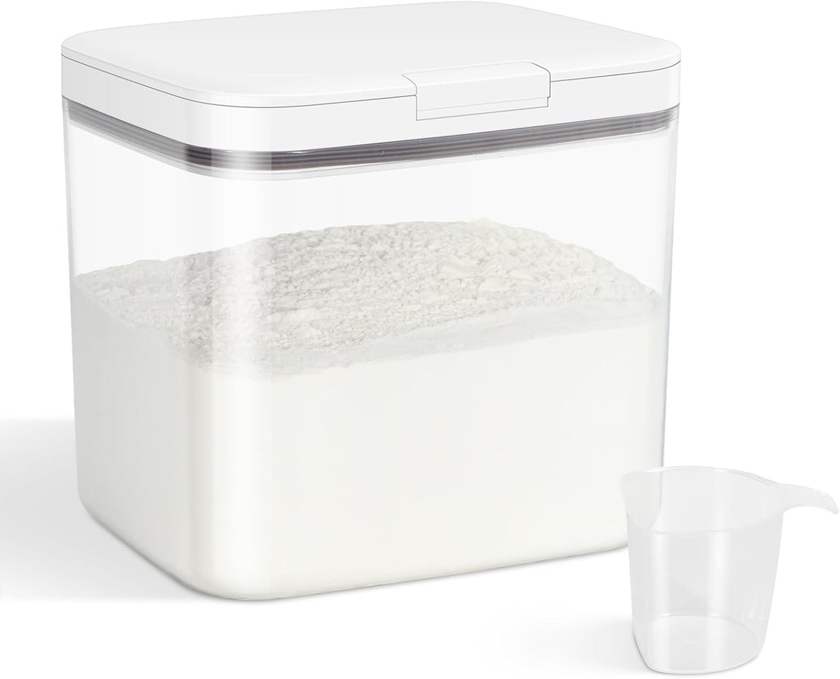 Rice Flour Storage Container - 12.7 Qt | 25 Lbs Crystal-Clear Plastic Food Storage Containers Bin with Pop-up Lid for Grains Beans, Dry Food Holder for Kitchen Pantry Organization and Storage