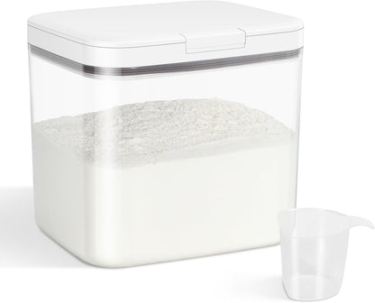 Rice Flour Storage Container - 12.7 Qt | 25 Lbs Crystal-Clear Plastic Food Storage Containers Bin with Pop-up Lid for Grains Beans, Dry Food Holder for Kitchen Pantry Organization and Storage