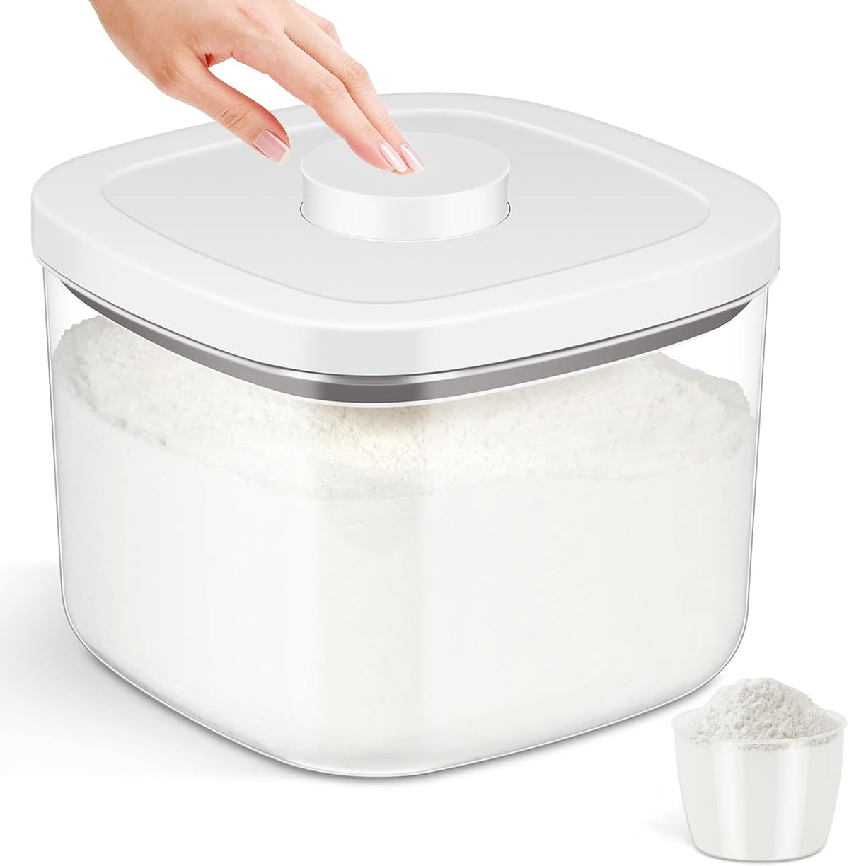 Rice Flour Storage Container - 12.7 Qt | 25 Lbs Crystal-Clear Plastic Food Storage Containers Bin with Pop-up Lid for Grains Beans, Dry Food Holder for Kitchen Pantry Organization and Storage