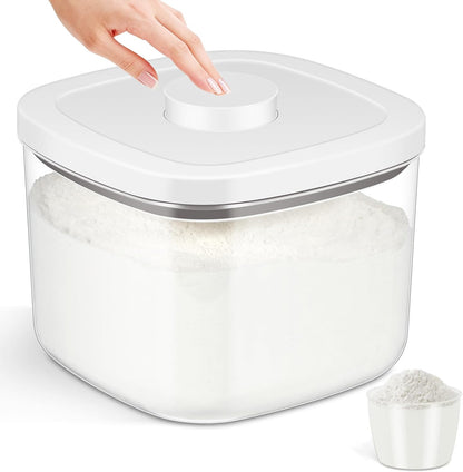 Rice Flour Storage Container - 12.7 Qt | 25 Lbs Crystal-Clear Plastic Food Storage Containers Bin with Pop-up Lid for Grains Beans, Dry Food Holder for Kitchen Pantry Organization and Storage
