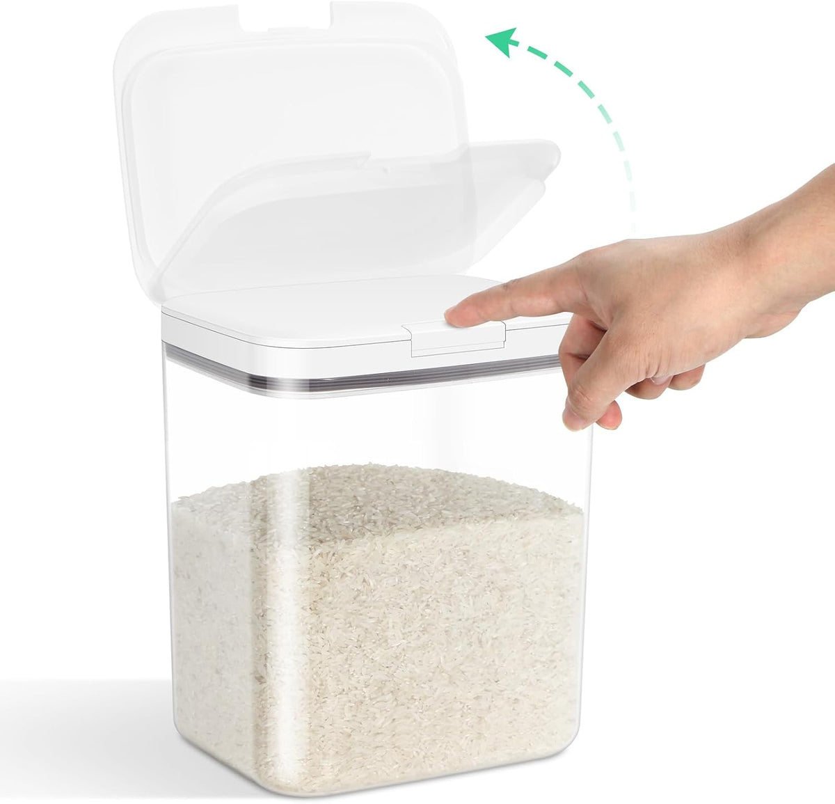 Rice Flour Storage Container - 12.7 Qt | 25 Lbs Crystal-Clear Plastic Food Storage Containers Bin with Pop-up Lid for Grains Beans, Dry Food Holder for Kitchen Pantry Organization and Storage