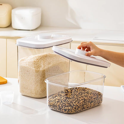 Rice Flour Storage Container - 12.7 Qt | 25 Lbs Crystal-Clear Plastic Food Storage Containers Bin with Pop-up Lid for Grains Beans, Dry Food Holder for Kitchen Pantry Organization and Storage