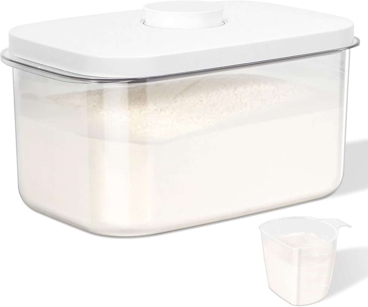 Rice Flour Storage Container - 12.7 Qt | 25 Lbs Crystal-Clear Plastic Food Storage Containers Bin with Pop-up Lid for Grains Beans, Dry Food Holder for Kitchen Pantry Organization and Storage