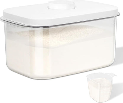 Rice Flour Storage Container - 12.7 Qt | 25 Lbs Crystal-Clear Plastic Food Storage Containers Bin with Pop-up Lid for Grains Beans, Dry Food Holder for Kitchen Pantry Organization and Storage