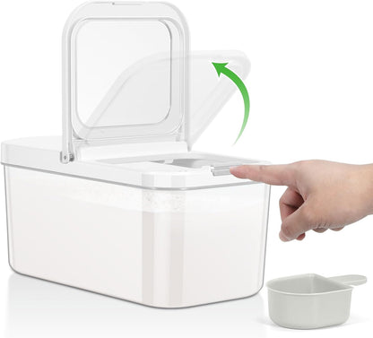 Rice Flour Storage Container - 12.7 Qt | 25 Lbs Crystal-Clear Plastic Food Storage Containers Bin with Pop-up Lid for Grains Beans, Dry Food Holder for Kitchen Pantry Organization and Storage