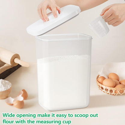 Rice Flour Storage Container - 12.7 Qt | 25 Lbs Crystal-Clear Plastic Food Storage Containers Bin with Pop-up Lid for Grains Beans, Dry Food Holder for Kitchen Pantry Organization and Storage