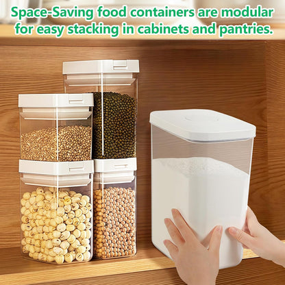 Rice Flour Storage Container - 12.7 Qt | 25 Lbs Crystal-Clear Plastic Food Storage Containers Bin with Pop-up Lid for Grains Beans, Dry Food Holder for Kitchen Pantry Organization and Storage