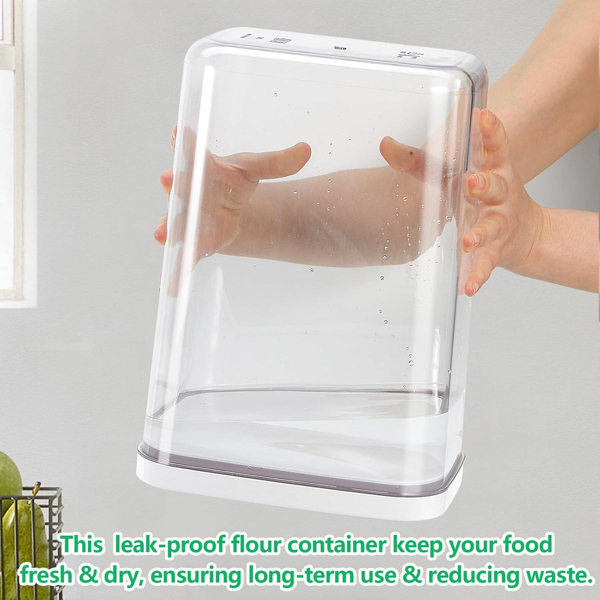Rice Flour Storage Container - 12.7 Qt | 25 Lbs Crystal-Clear Plastic Food Storage Containers Bin with Pop-up Lid for Grains Beans, Dry Food Holder for Kitchen Pantry Organization and Storage