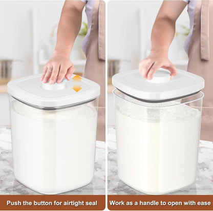 Rice Flour Storage Container - 12.7 Qt | 25 Lbs Crystal-Clear Plastic Food Storage Containers Bin with Pop-up Lid for Grains Beans, Dry Food Holder for Kitchen Pantry Organization and Storage