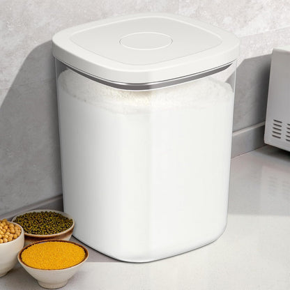 Rice Flour Storage Container - 12.7 Qt | 25 Lbs Crystal-Clear Plastic Food Storage Containers Bin with Pop-up Lid for Grains Beans, Dry Food Holder for Kitchen Pantry Organization and Storage