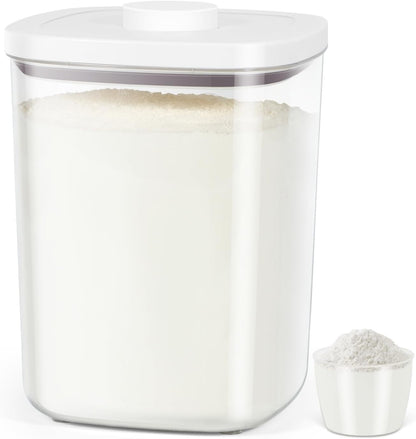 Rice Flour Storage Container - 12.7 Qt | 25 Lbs Crystal-Clear Plastic Food Storage Containers Bin with Pop-up Lid for Grains Beans, Dry Food Holder for Kitchen Pantry Organization and Storage