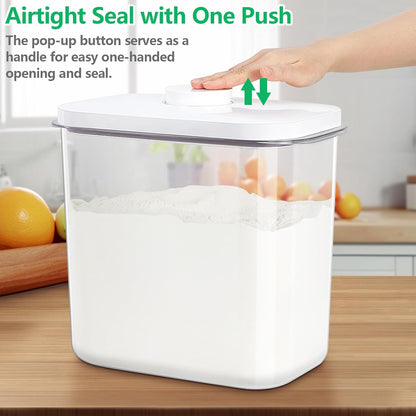 Rice Flour Storage Container - 12.7 Qt | 25 Lbs Crystal-Clear Plastic Food Storage Containers Bin with Pop-up Lid for Grains Beans, Dry Food Holder for Kitchen Pantry Organization and Storage