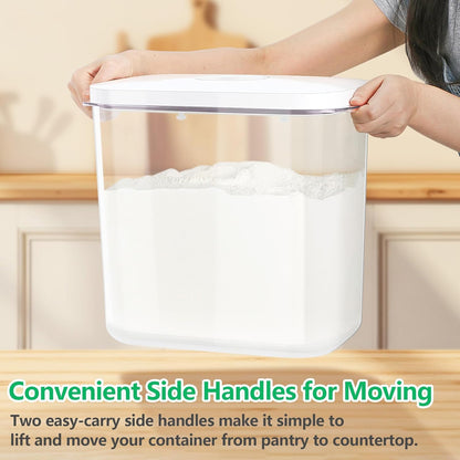 Rice Flour Storage Container - 12.7 Qt | 25 Lbs Crystal-Clear Plastic Food Storage Containers Bin with Pop-up Lid for Grains Beans, Dry Food Holder for Kitchen Pantry Organization and Storage