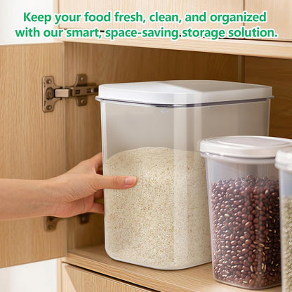 Rice Flour Storage Container - 12.7 Qt | 25 Lbs Crystal-Clear Plastic Food Storage Containers Bin with Pop-up Lid for Grains Beans, Dry Food Holder for Kitchen Pantry Organization and Storage