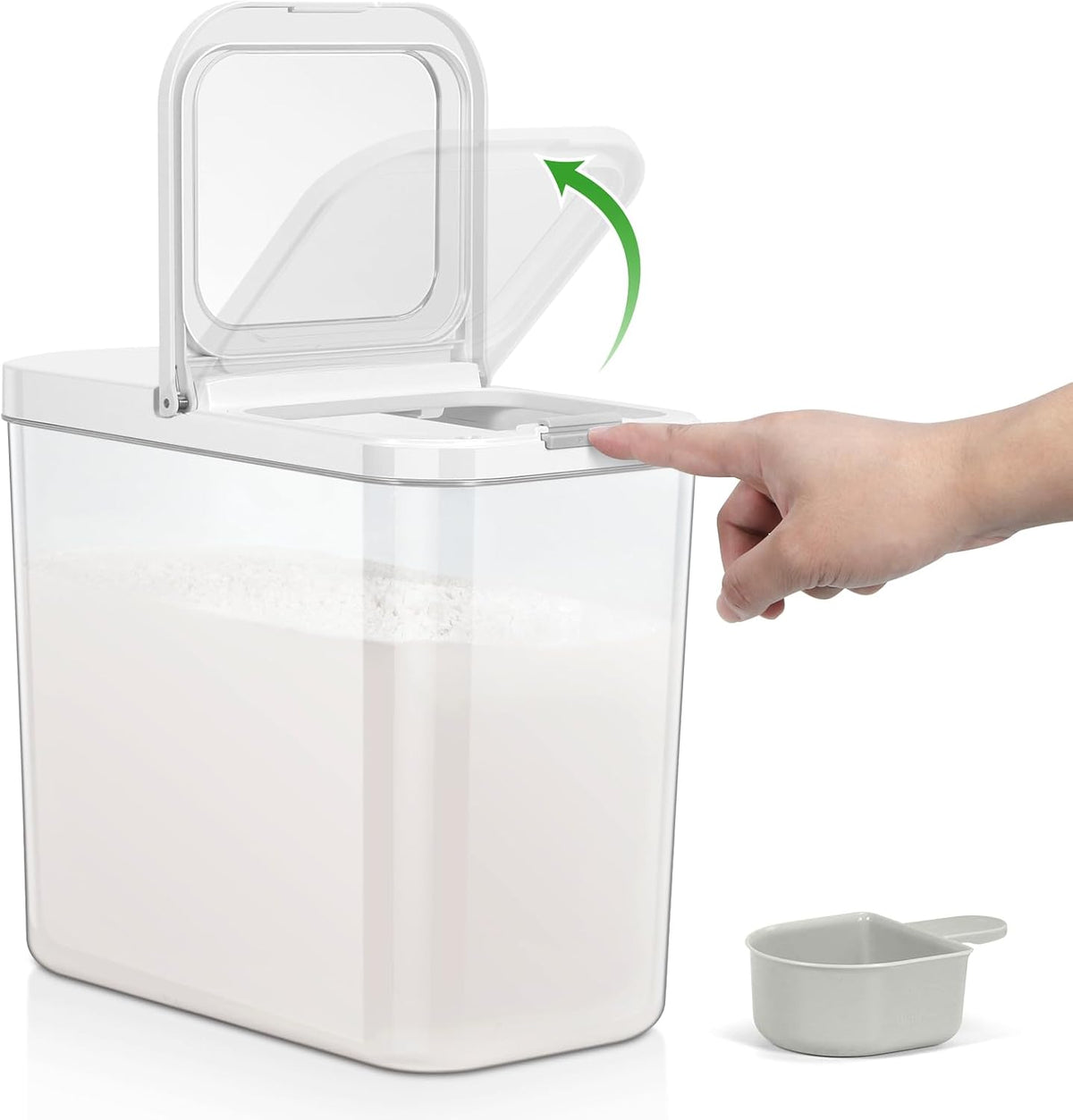 Rice Flour Storage Container - 12.7 Qt | 25 Lbs Crystal-Clear Plastic Food Storage Containers Bin with Pop-up Lid for Grains Beans, Dry Food Holder for Kitchen Pantry Organization and Storage