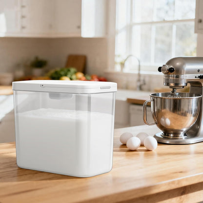 Rice Flour Storage Container - 12.7 Qt | 25 Lbs Crystal-Clear Plastic Food Storage Containers Bin with Pop-up Lid for Grains Beans, Dry Food Holder for Kitchen Pantry Organization and Storage