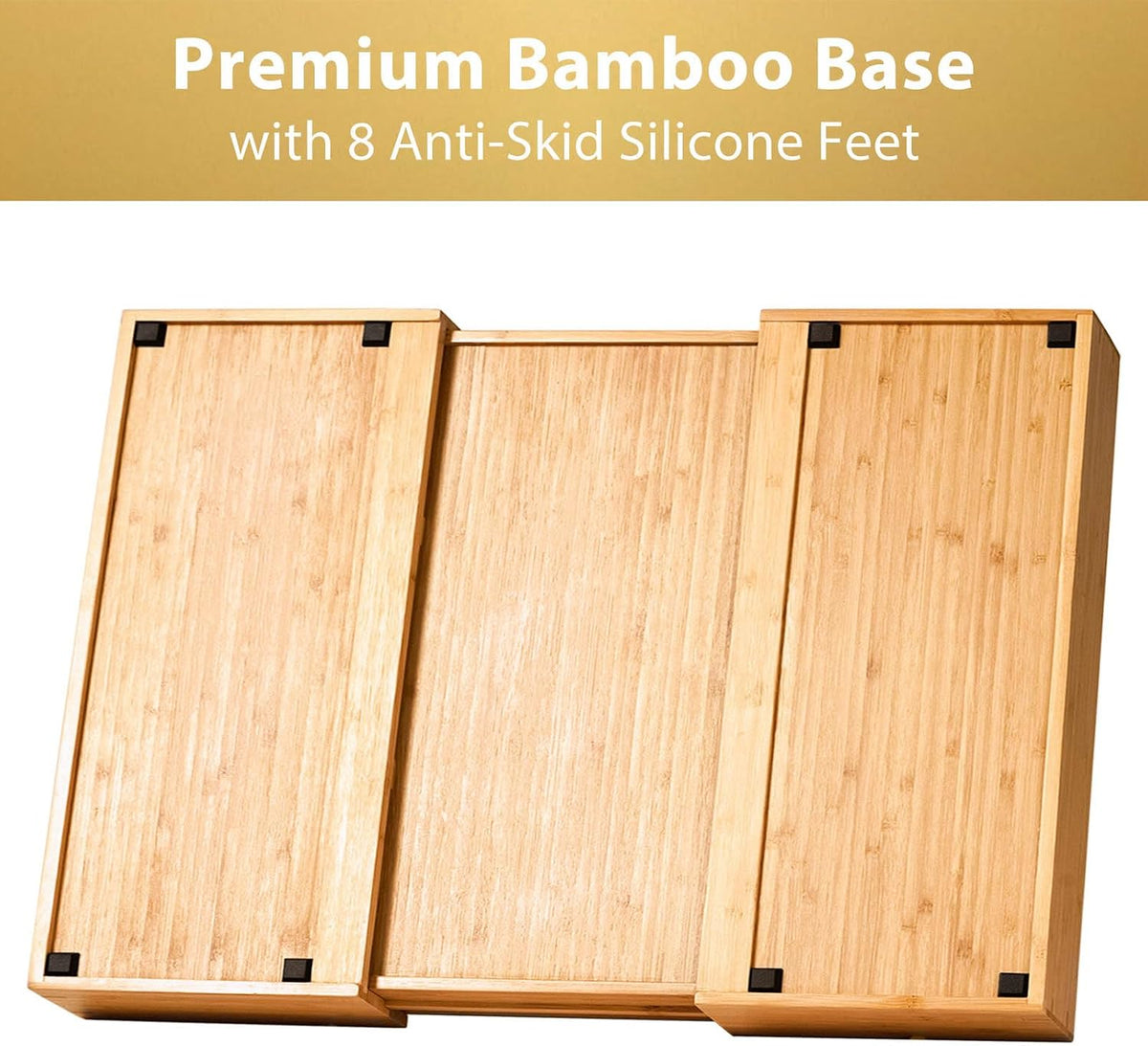 Bamboo Kitchen Drawer Organizer, 11 Inch Silverware Utensils Tray Holder with Grooved Dividers, 2.4" High Wood Caddy for Flatware Cutlery Knives