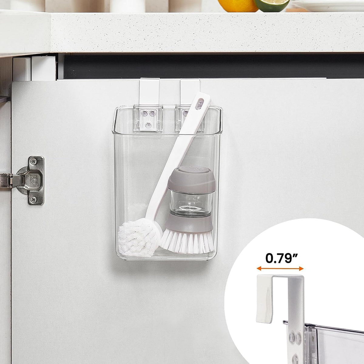2 Pack Plastic Over Cabinet Door Organizer with Removable Hooks, Clear Hanging Baskets for Organizing Over the Cabinet Organizer Holder for Kitchen, Bathroom-Hang Outside or Inside Door-M
