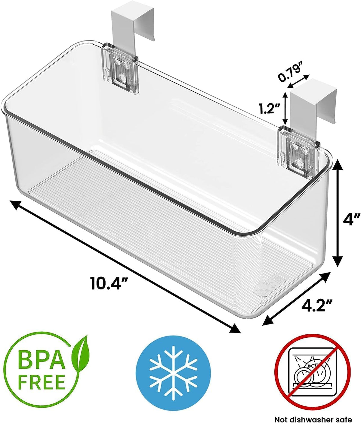 2 Pack Plastic Over Cabinet Door Organizer with Removable Hooks, Clear Hanging Baskets for Organizing Over the Cabinet Organizer Holder for Kitchen, Bathroom-Hang Outside or Inside Door-M