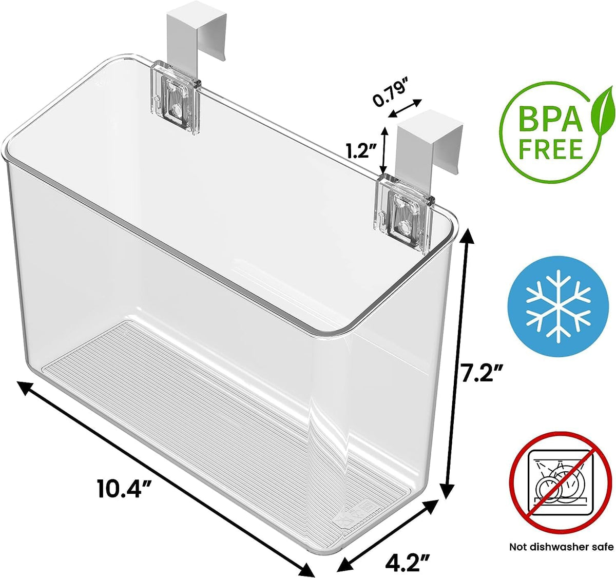 2 Pack Plastic Over Cabinet Door Organizer with Removable Hooks, Clear Hanging Baskets for Organizing Over the Cabinet Organizer Holder for Kitchen, Bathroom-Hang Outside or Inside Door-M