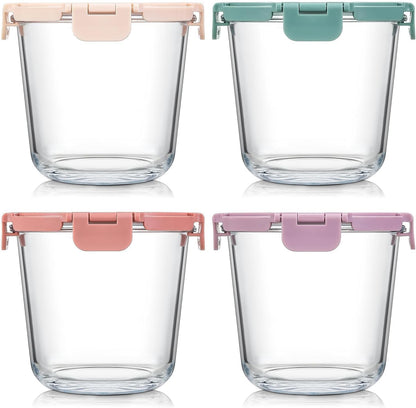 6 Sets 3 Cup 24 OZ Borosilicate Glass Meal Soup Prep Containers with Lids