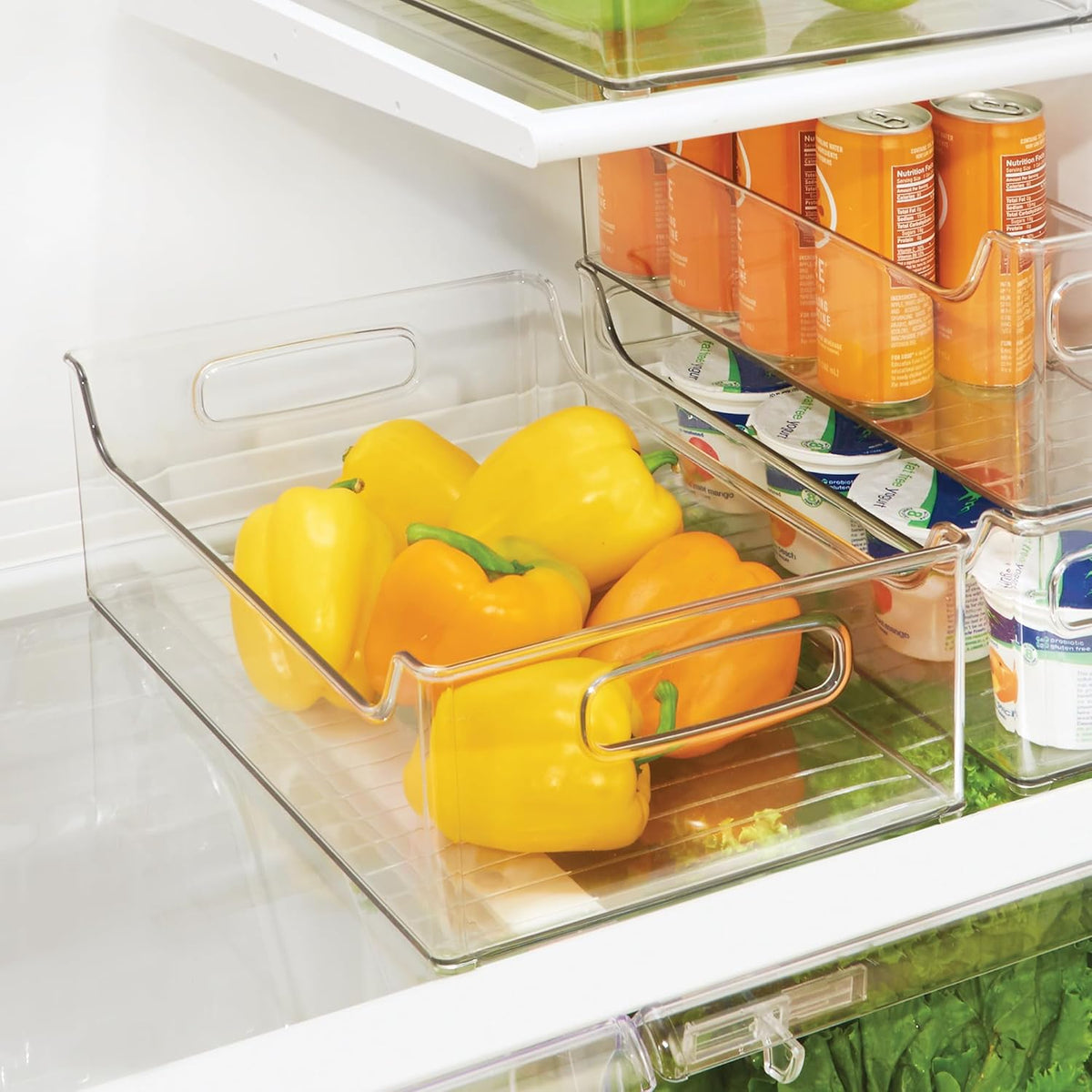 Stackable Storage Bin with Handles, Clear | For Pantry or Fridge, Made in USA