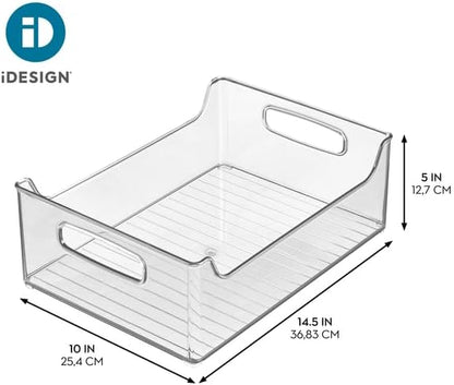 Stackable Storage Bin with Handles, Clear | For Pantry or Fridge, Made in USA