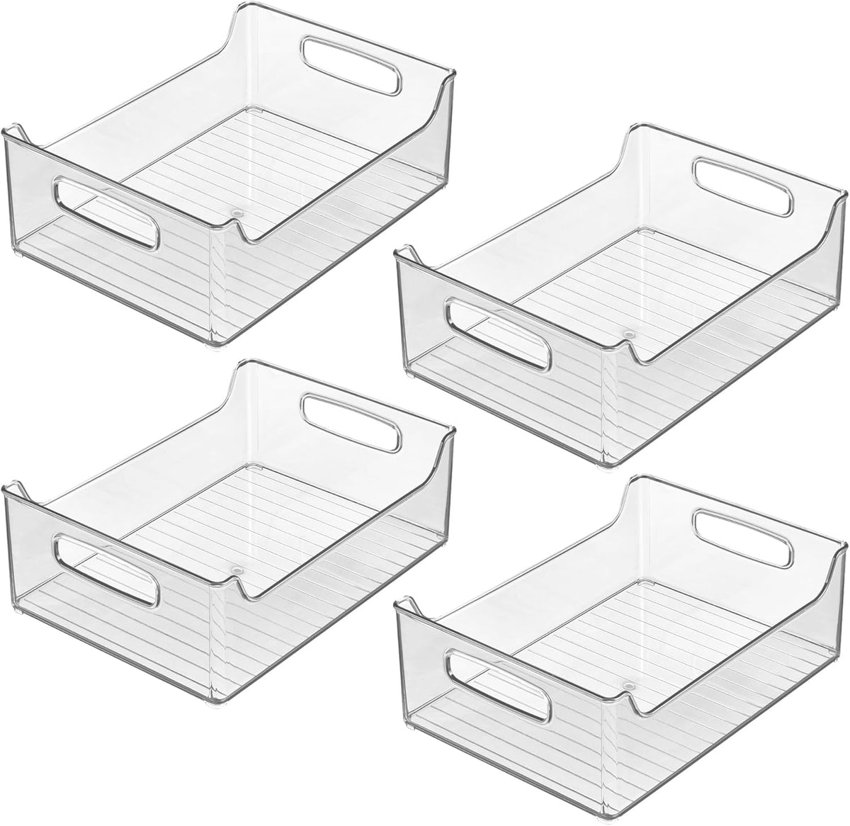 Stackable Storage Bin with Handles, Clear | For Pantry or Fridge, Made in USA