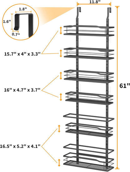 Moforoco 9-Tier Over The Door Pantry Organizer, Pantry Organization and Storage, Black Hanging Basket Wall Spice Rack Seasoning Shelves, Home & Kitchen Bedroom Bathroom House Essentials
