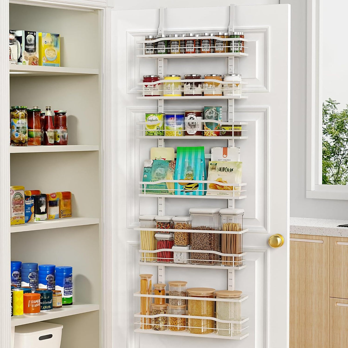 Moforoco 9-Tier Over The Door Pantry Organizer, Pantry Organization and Storage, Black Hanging Basket Wall Spice Rack Seasoning Shelves, Home & Kitchen Bedroom Bathroom House Essentials
