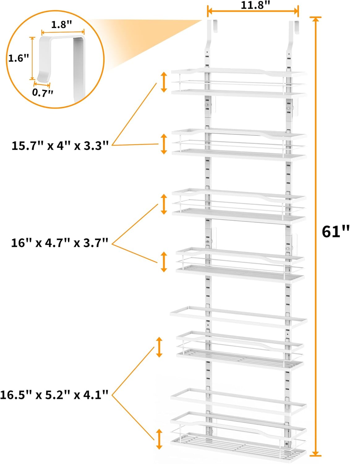 Moforoco 9-Tier Over The Door Pantry Organizer, Pantry Organization and Storage, Black Hanging Basket Wall Spice Rack Seasoning Shelves, Home & Kitchen Bedroom Bathroom House Essentials