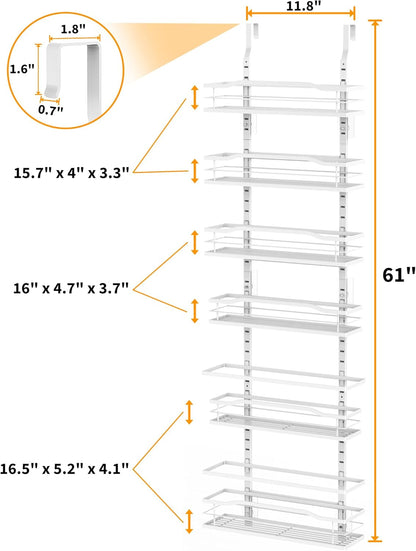 Moforoco 9-Tier Over The Door Pantry Organizer, Pantry Organization and Storage, Black Hanging Basket Wall Spice Rack Seasoning Shelves, Home & Kitchen Bedroom Bathroom House Essentials