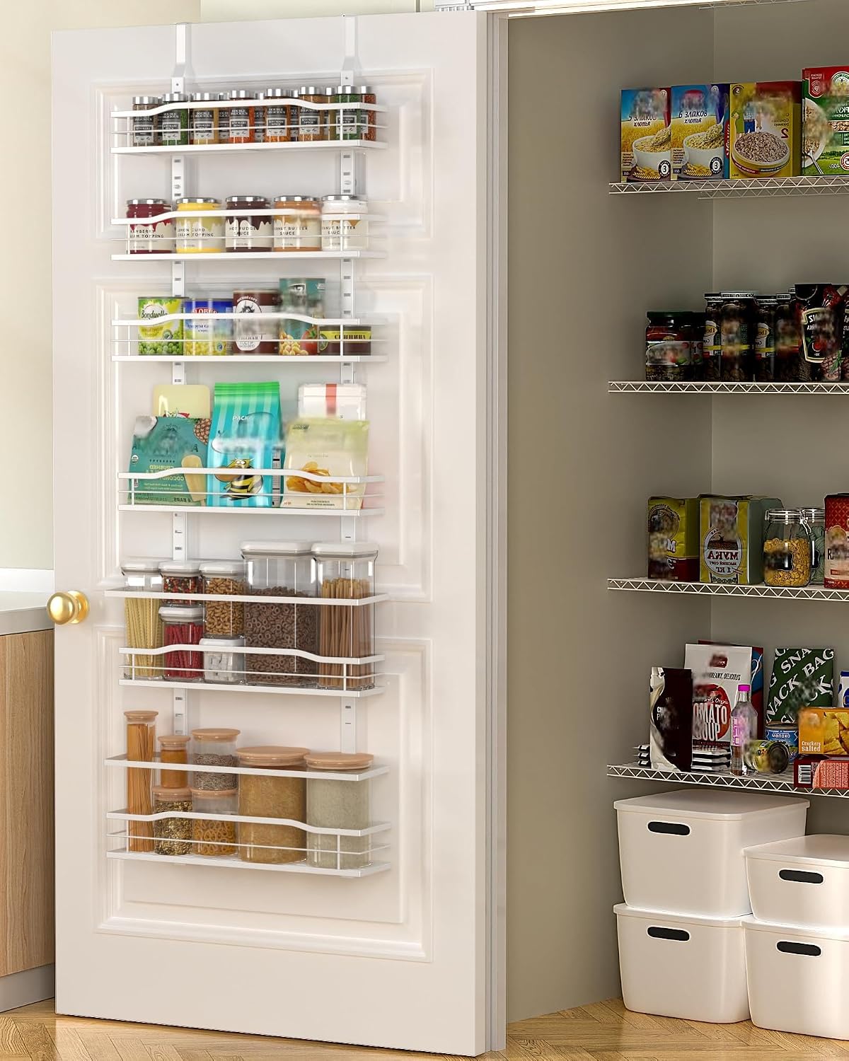 Moforoco 9-Tier Over The Door Pantry Organizer, Pantry Organization and Storage, Black Hanging Basket Wall Spice Rack Seasoning Shelves, Home & Kitchen Bedroom Bathroom House Essentials