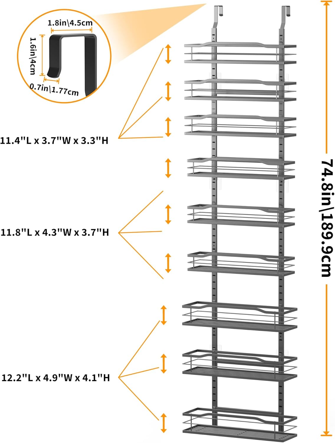 Moforoco 9-Tier Over The Door Pantry Organizer, Pantry Organization and Storage, Black Hanging Basket Wall Spice Rack Seasoning Shelves, Home & Kitchen Bedroom Bathroom House Essentials