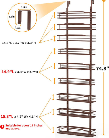 Moforoco 9-Tier Over The Door Pantry Organizer, Pantry Organization and Storage, Black Hanging Basket Wall Spice Rack Seasoning Shelves, Home & Kitchen Bedroom Bathroom House Essentials