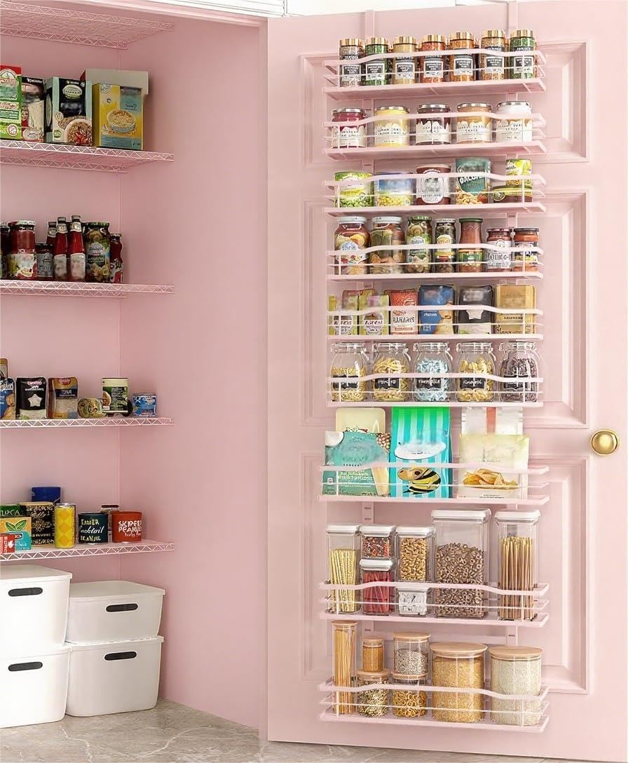 Moforoco 9-Tier Over The Door Pantry Organizer, Pantry Organization and Storage, Black Hanging Basket Wall Spice Rack Seasoning Shelves, Home & Kitchen Bedroom Bathroom House Essentials
