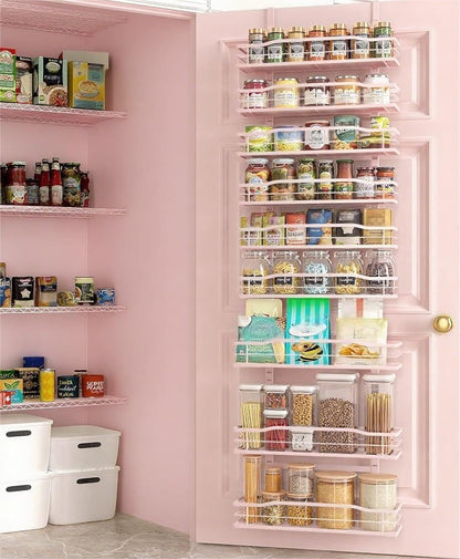 Moforoco 9-Tier Over The Door Pantry Organizer, Pantry Organization and Storage, Black Hanging Basket Wall Spice Rack Seasoning Shelves, Home & Kitchen Bedroom Bathroom House Essentials
