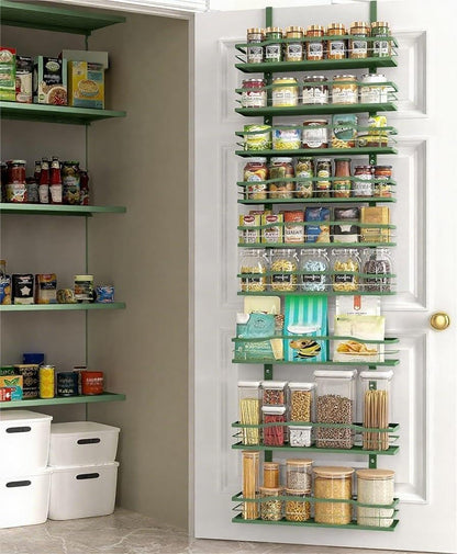 Moforoco 9-Tier Over The Door Pantry Organizer, Pantry Organization and Storage, Black Hanging Basket Wall Spice Rack Seasoning Shelves, Home & Kitchen Bedroom Bathroom House Essentials