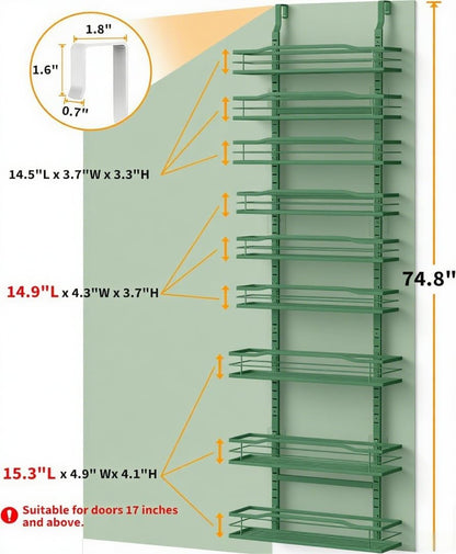 Moforoco 9-Tier Over The Door Pantry Organizer, Pantry Organization and Storage, Black Hanging Basket Wall Spice Rack Seasoning Shelves, Home & Kitchen Bedroom Bathroom House Essentials